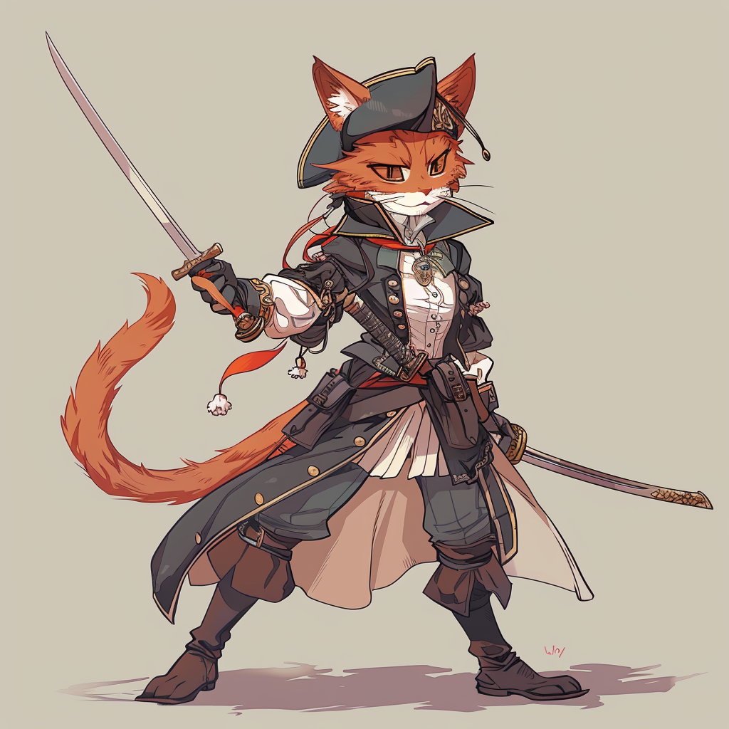 Orange cat girl dueling pose