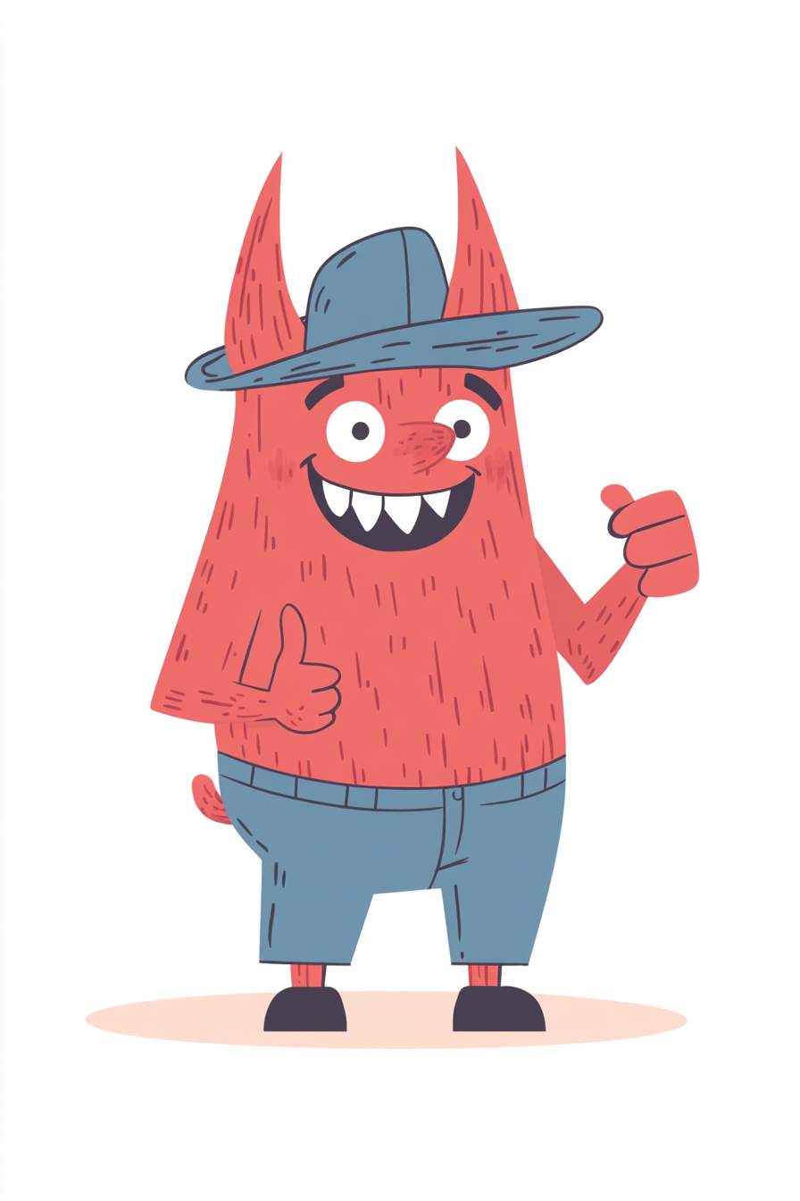 Orange creature with blue hat