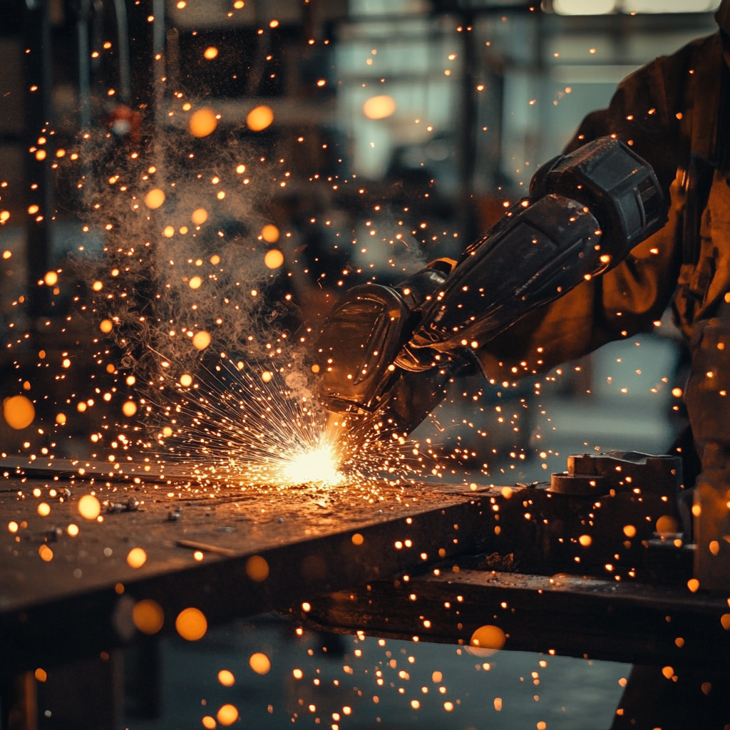 Welding sparks metal workshop operation