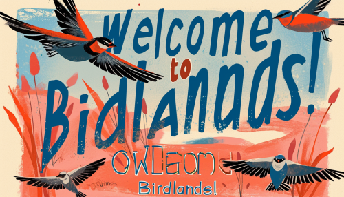 4. Vibrant and enticing mid-century travel poster design with birds in flight