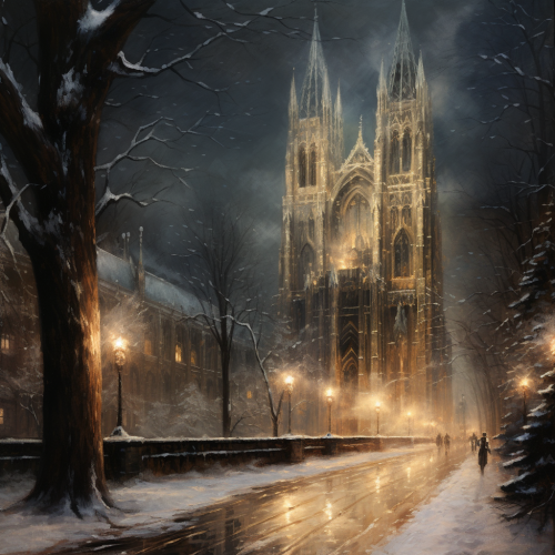 4. Image of Gothic Cathedral in Winter Night 4. Image of Gothic Cathedral in Winter Night