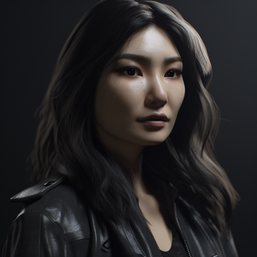 4.  Goth Gemma Chan with Gray Hair
