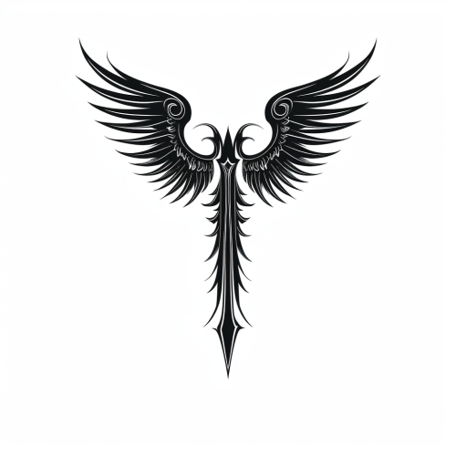 4. Gothic Christian cross with angel wings logo