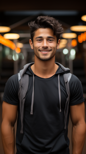 4.  Young Indian gym enthusiast with charming smile 4.  Young Indian gym enthusiast with charming smile