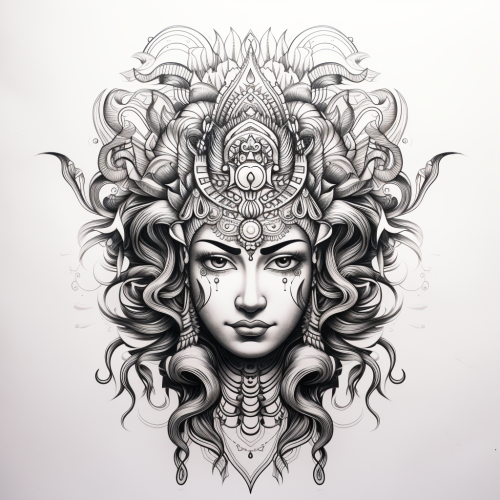 4. Spiritual Durga Mata Face Outline Image