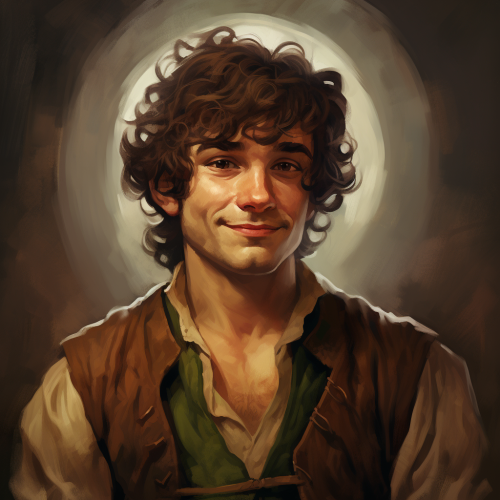 4. Image of a hobbit with dark brown hair and freckles