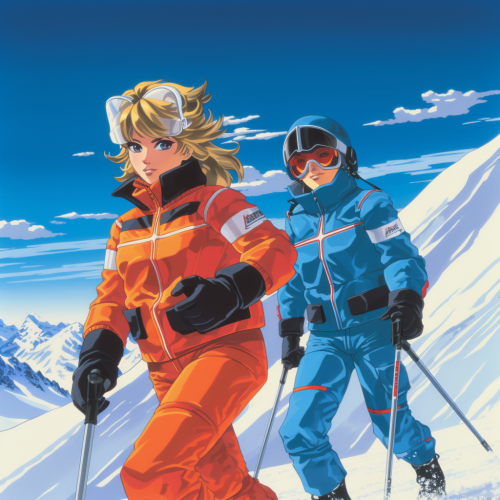 Exciting crosscountry skiing action in the 80s