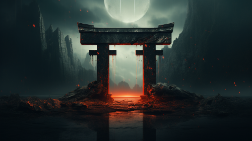 4. Red Torii Gate surrounded by Mountains ?️