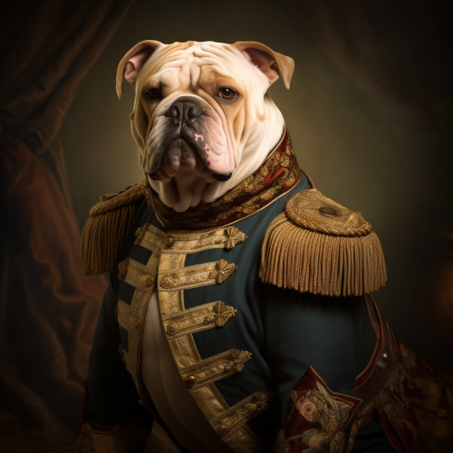 4.  Portrait of Large American Bull Dog in Uniform