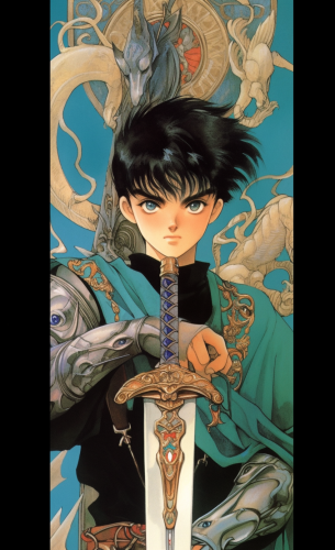 4. Detailed image of teenage hero with sword