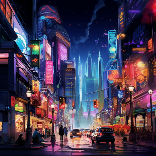 4. Young woman surrounded by vibrant city life