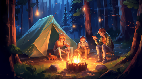 4. Family camping in lush forest