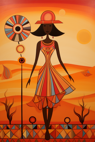 4. Cartoon person in desert landscape