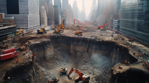 4. Detailed image depicting the NYC skyscraper's deep foundations.