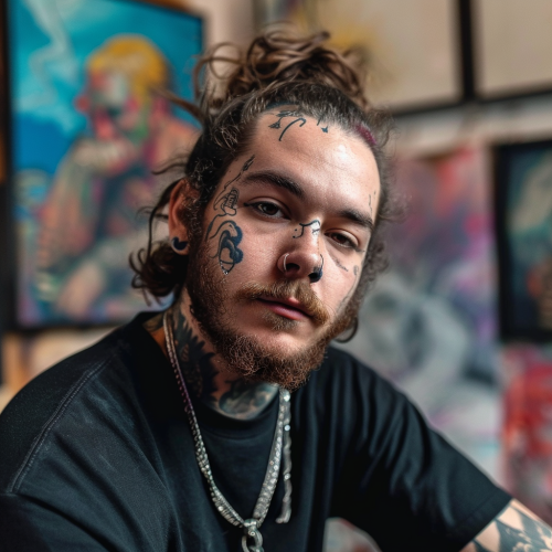 4. Image of Post Malone as tattoo artist 4. Image of Post Malone as tattoo artist