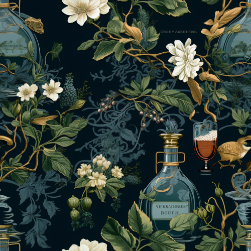 4. Floral wallpaper for Redwood Apothecary shop decor