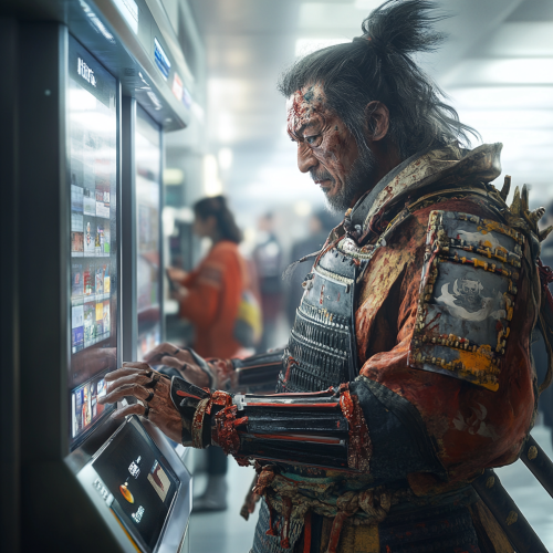 120-year-old samurai in modern confusion, lost in time. 120-year-old samurai in modern confusion, lost in time.