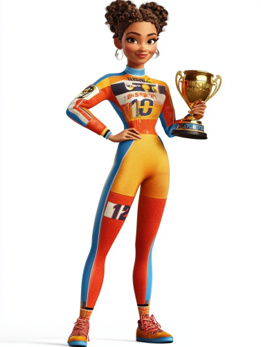 16-year-old female athlete champ in 1970s style.