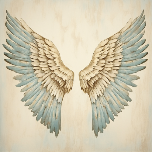 1950s retro painting with angels wings