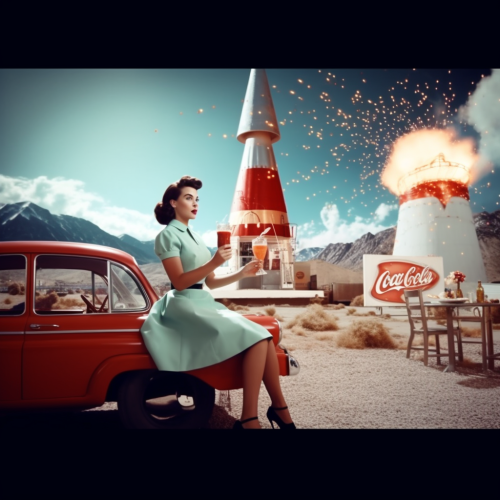 Soda Advertisement in 1950s with Pin-up Girls