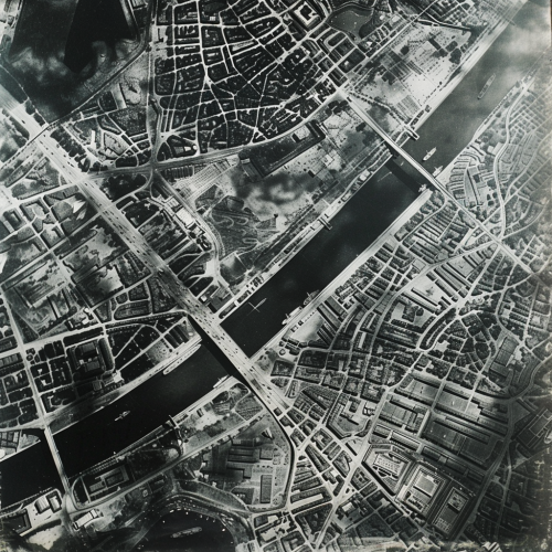 1960s aerial cityscape photography vintage sunset