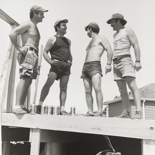 1970s Men Work on Unorthodox Carpentry Project 