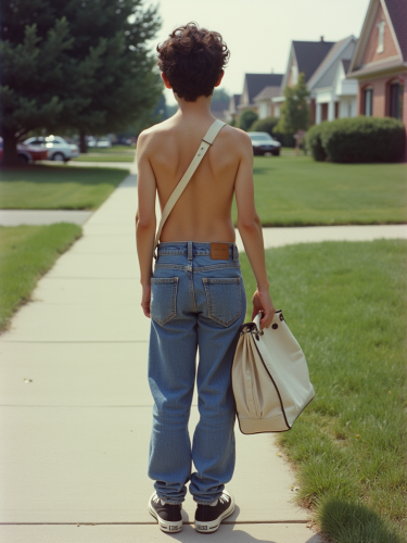 1980s Teen Newspaper Delivery in Summer Suburbs