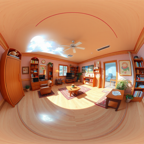 360 Degree Panorama of Anime Cartoon Room
