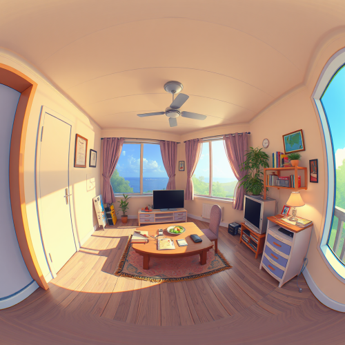 360 Degree View of Anime Cartoon Room