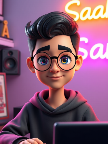 3D Avatar of Iranian boy in programming room 3D Avatar of Iranian boy in programming room