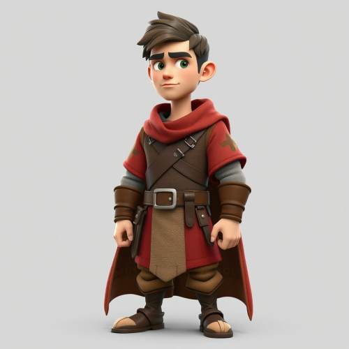 3D Cartoonish Male Scout in Medieval Clothing, T-Pose