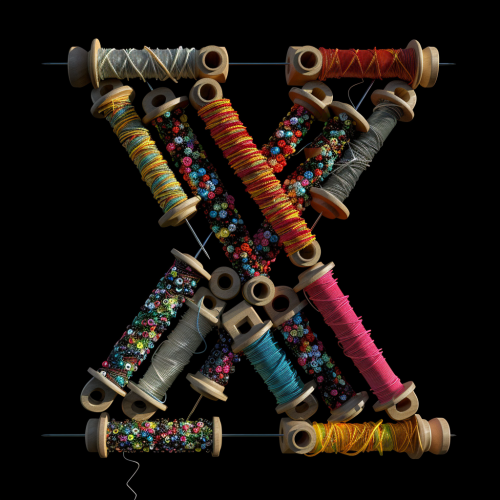 Thread needles 3D typography image