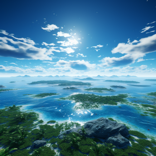 Beautiful 4K Skydome with Blue Sky, Ocean, and Islands