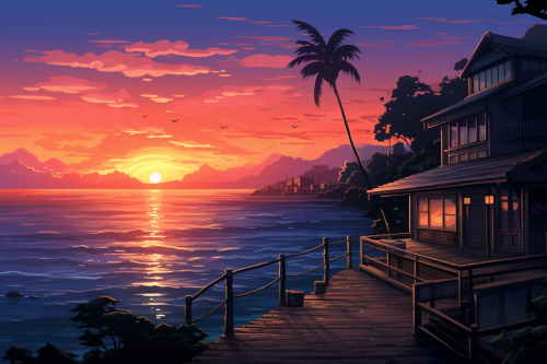 Beautiful 8-bit Pixel Art Sunrise
