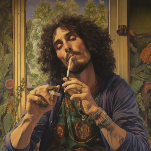 Man smoking weed in 1980s