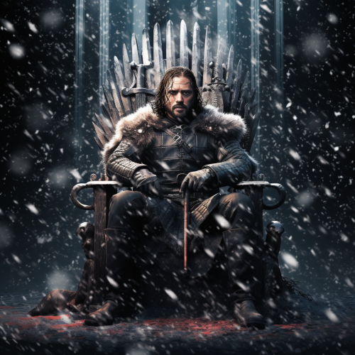 The Hound on Iron Throne in 80s style