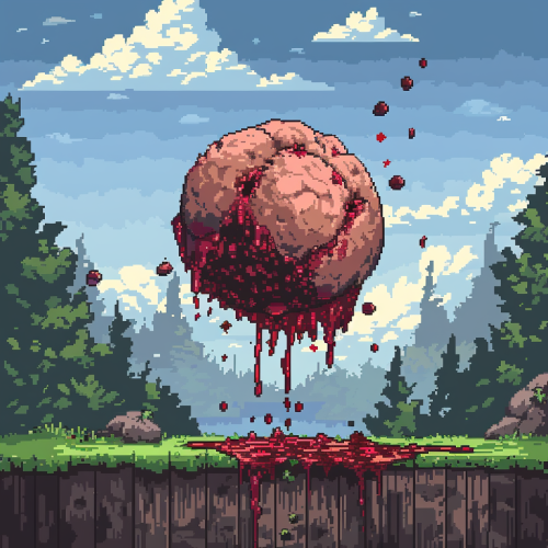 8bit video game meat ball attack