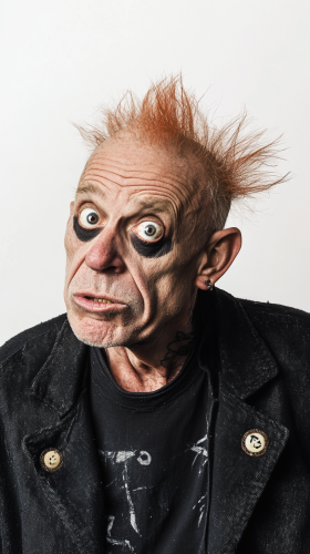 90s punk man portrait on white background