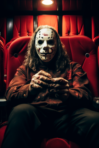 Scary masked murderer in 90s slasher film