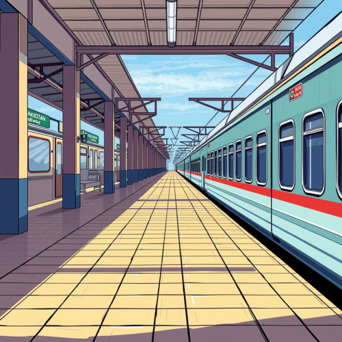 A 90s Anime-style Pakistan Railways Train Scene