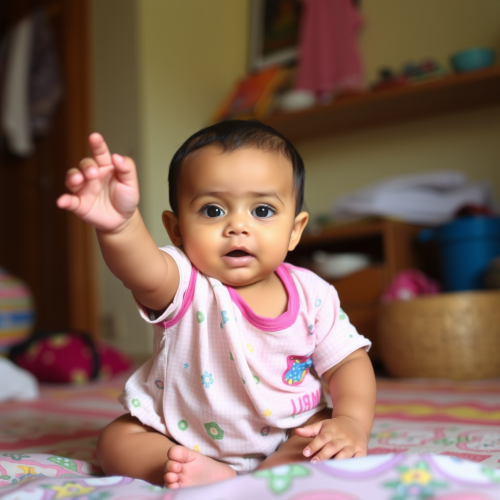 A Baby Playing Alone in an Indian Home