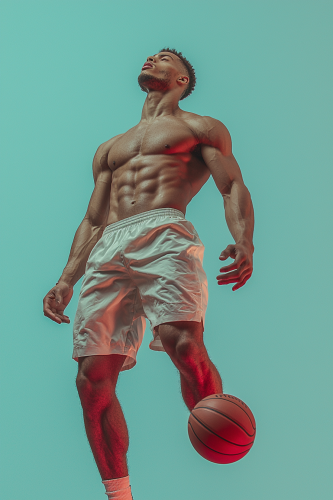 A Basketball Player Soaring in Neon Light