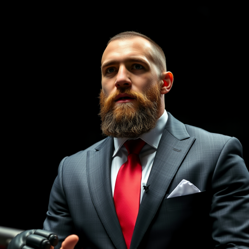 A Bearded MMA Fighter in a Dark Suit