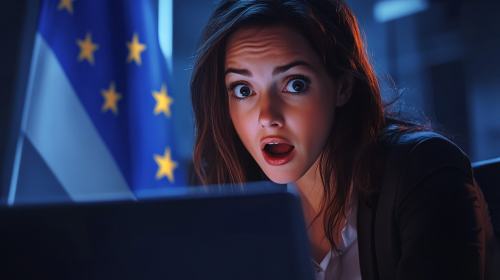 A Beautiful Business Woman Surprised and Happy