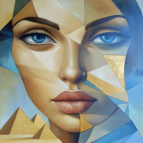 A Beautiful Egyptian Queen in Cubist Style Art