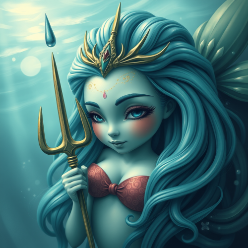 A Beautiful Mermaid Holding a Trident