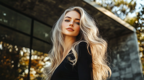 A Beautiful Model Posing in a Modern House