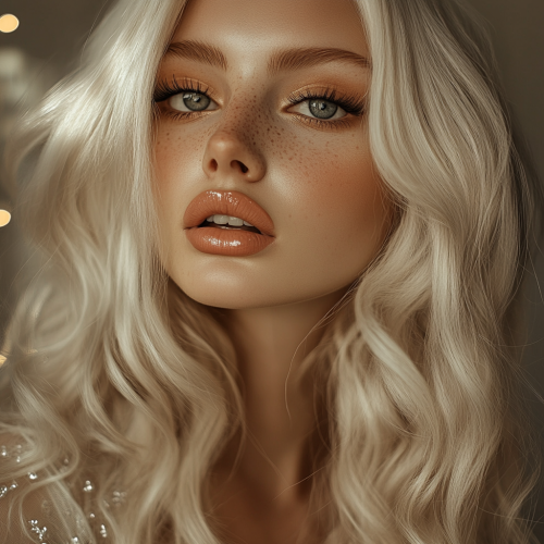 A Beautiful Model with Big Lips and Blonde Hair