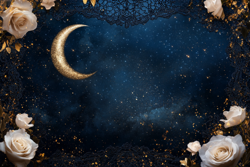 A Beautiful Night Sky with Stars and Roses