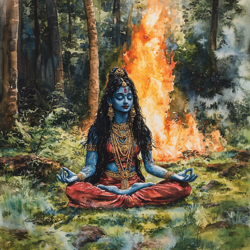 A Beautiful Painting of Kali Maa Meditating